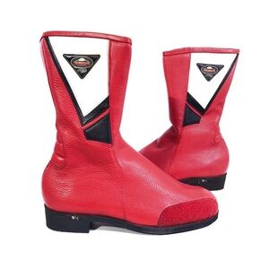 Kushitani Japan Men’s Rare Vintage Red Leather Motorcycle Boots Shoes 9.5